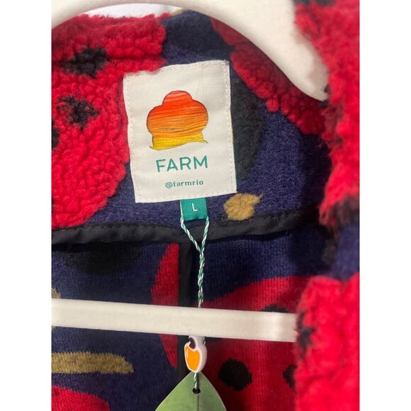 Farm Rio $245 Heart Berry Maxi Fleece Cardigan NWT Size Large - Picture 8 of 8